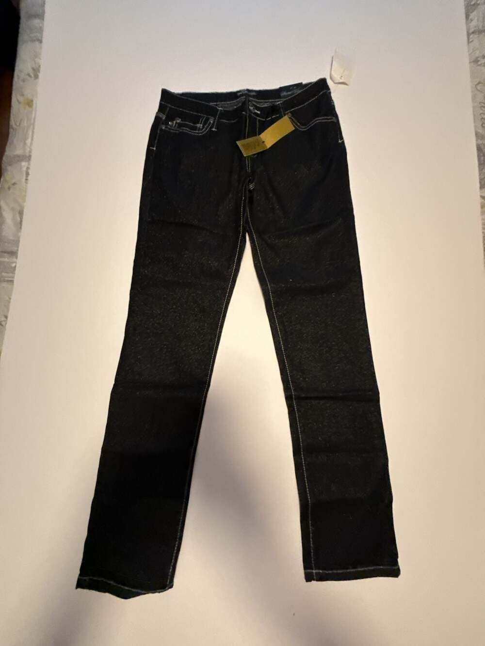 Sweet Vibes Women's Dark Wash Glitter Straight Leg Jeans
